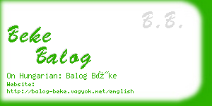 beke balog business card